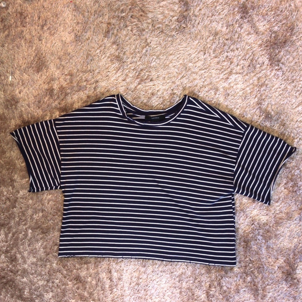 Forever 21 navy and white striped crop top
